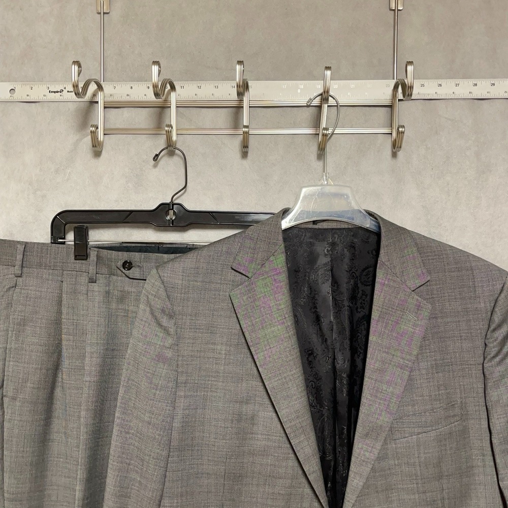 Bespoke Suit Men 44L Gray 2B Wool Canvasy Professional Academia 38X33 Pants Luxe